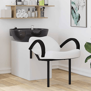 vidaXL Cadeira de Shampoo Manual Branco e Preto 63 x 141 x 92 cm PVC