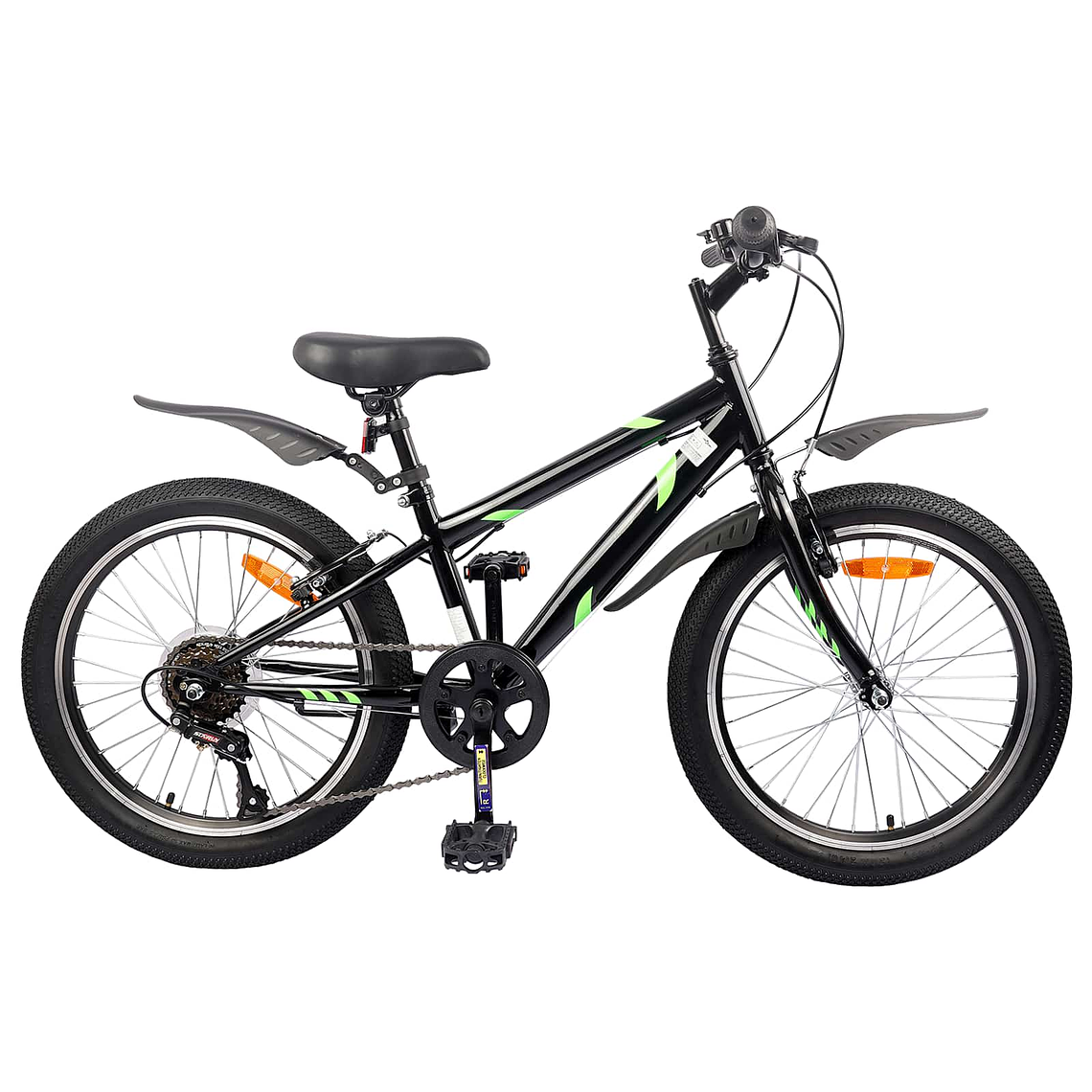 vidaXL Bicicleta Infantil 24 Polegadas 6-Speed para 8-12 anos Preto 1