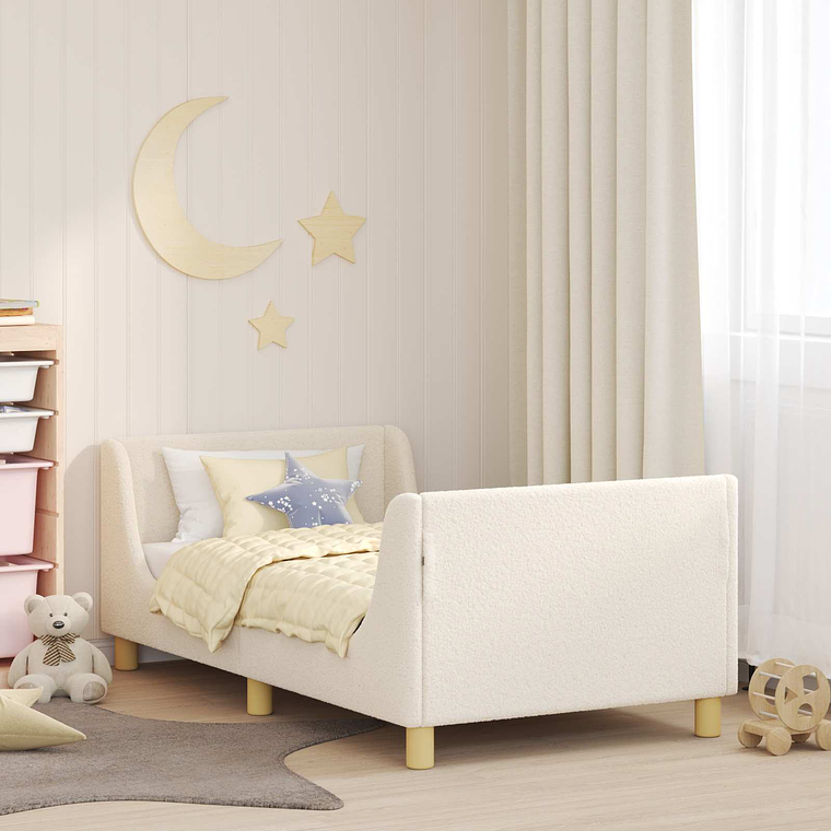 vidaXL Estrutura de Cama Infantil com Cabeceira Creme 80 x 160 cm 1