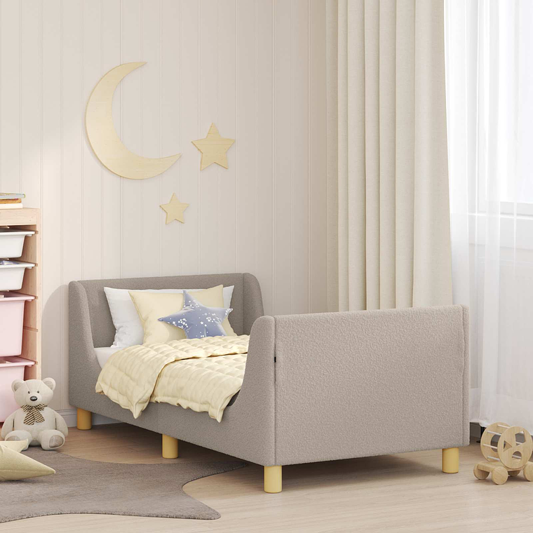 vidaXL Estrutura de Cama Infantil com Cabeceira Cinzento-claro 1