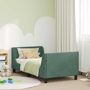 vidaXL Estrutura de Cama Infantil com Cabeceira Verde do Mar
