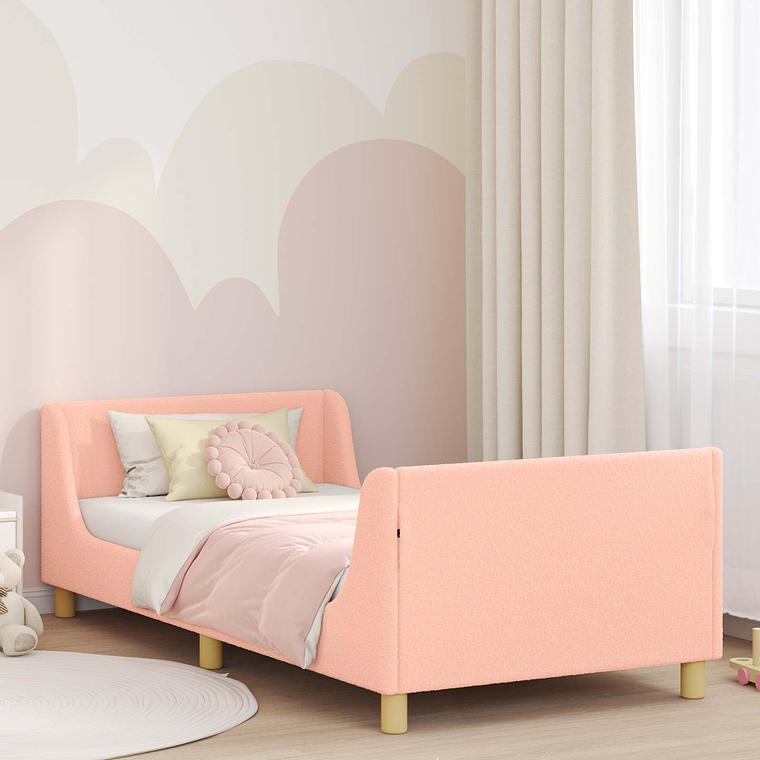 vidaXL Estrutura de Cama Infantil com Cabeceira Rosa 90 x 190 cm 1