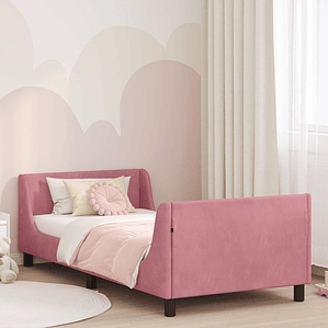 vidaXL Estrutura de Cama Infantil com Cabeceira Rosa 90 x 190 cm