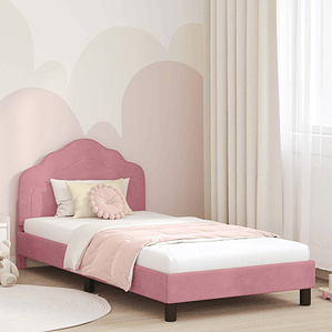 vidaXL Estrutura de Cama Infantil com Cabeceira Rosa 80 x 200 cm