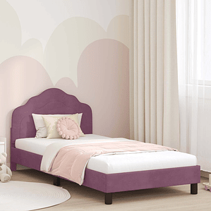 vidaXL Estrutura de Cama Infantil com Cabeceira Roxo 90 x 190 cm