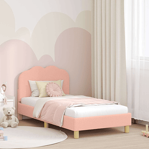 vidaXL Estrutura de Cama Infantil com Cabeceira Rosa 80 x 160 cm