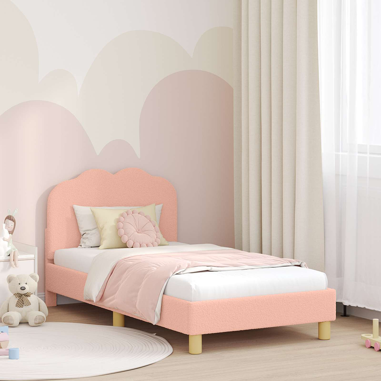 vidaXL Estrutura de Cama Infantil com Cabeceira Rosa 80 x 160 cm 1