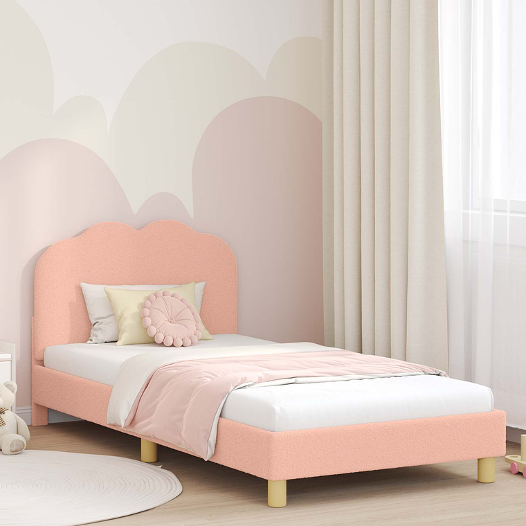 vidaXL Estrutura de Cama Infantil com Cabeceira Rosa 80 x 200 cm 1
