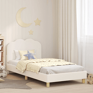 vidaXL Estrutura de Cama Infantil com Cabeceira Creme 90 x 190 cm