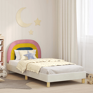vidaXL Estrutura de Cama Infantil com Cabeceira Creme 90 x 200 cm