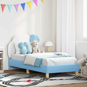 vidaXL Estrutura de Cama Infantil com Cabeceira Azul 80 x 160 cm PU