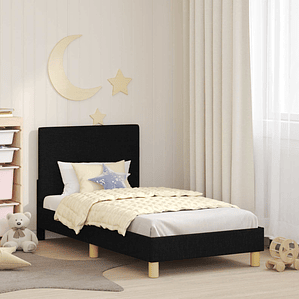 vidaXL Estrutura de Cama Infantil com Cabeceira Preto 80 x 160 cm