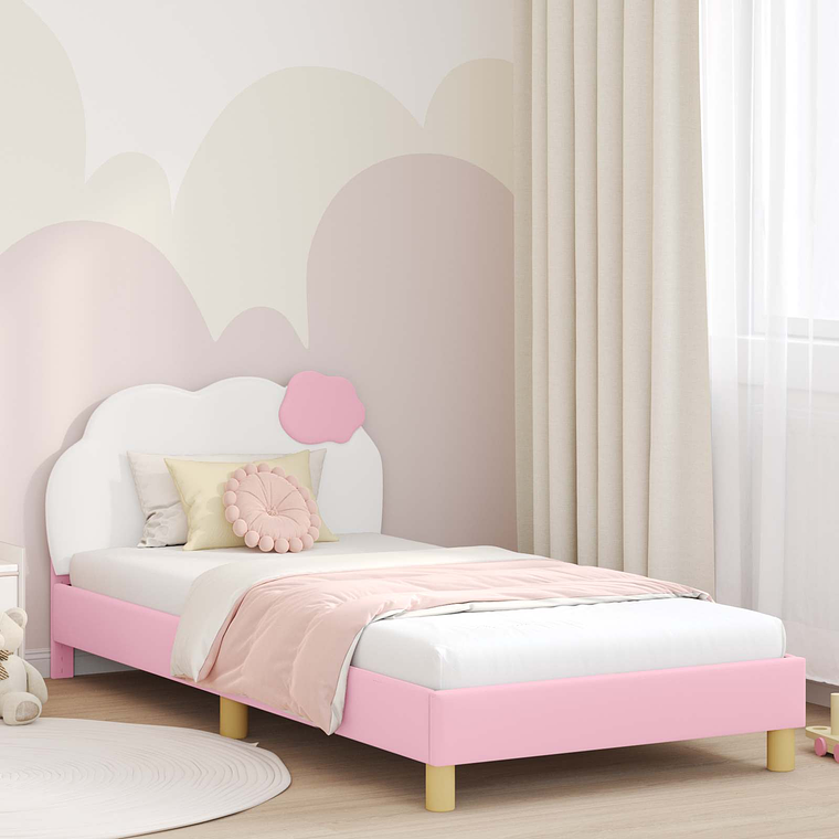 vidaXL Estrutura de Cama Infantil com Cabeceira Rosa 80 x 200 cm PU 1
