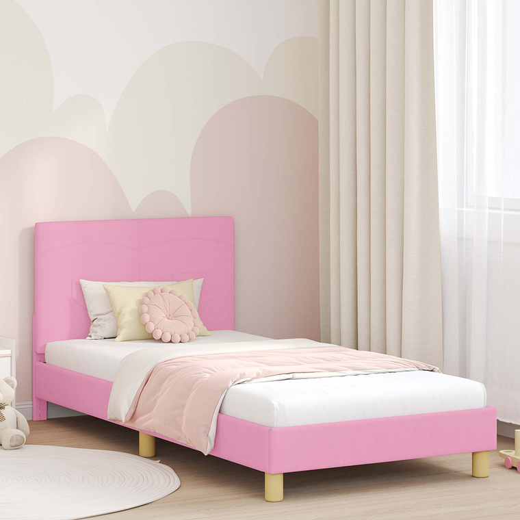 vidaXL Estrutura de Cama Infantil com Cabeceira Rosa 80 x 200 cm 1