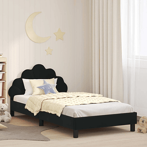 vidaXL Estrutura de Cama Infantil com Cabeceira Preto 90 x 190 cm