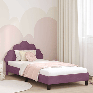 vidaXL Estrutura de Cama Infantil com Cabeceira Roxo 90 x 200 cm