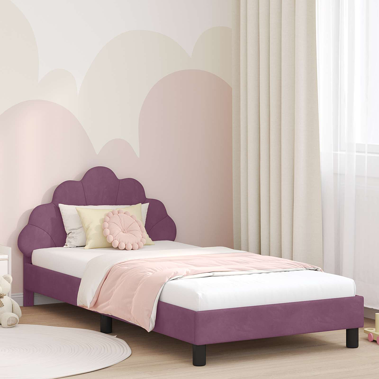 vidaXL Estrutura de Cama Infantil com Cabeceira Roxo 90 x 200 cm 1