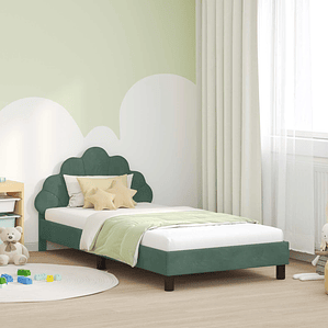 vidaXL Estrutura de Cama Infantil com Cabeceira Verde do Mar Veludo
