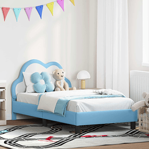 vidaXL Estrutura de Cama Infantil com Cabeceira Azul 80 x 160 cm PU