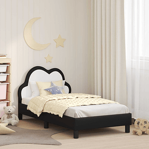 vidaXL Estrutura de Cama Infantil com Cabeceira Preto 80 x 160 cm PU