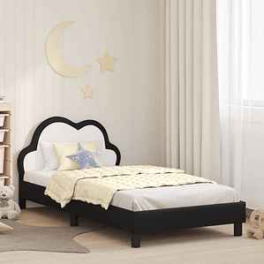 vidaXL Estrutura de Cama Infantil com Cabeceira Preto 90 x 190 cm PU