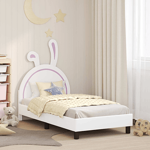 vidaXL Estrutura de Cama Infantil com Cabeceira Branco 80 x 160 cm PU