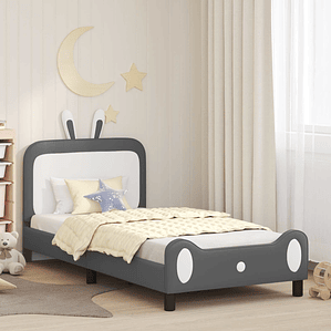 vidaXL Estrutura de Cama Infantil com Cabeceira Cinzento-claro PU