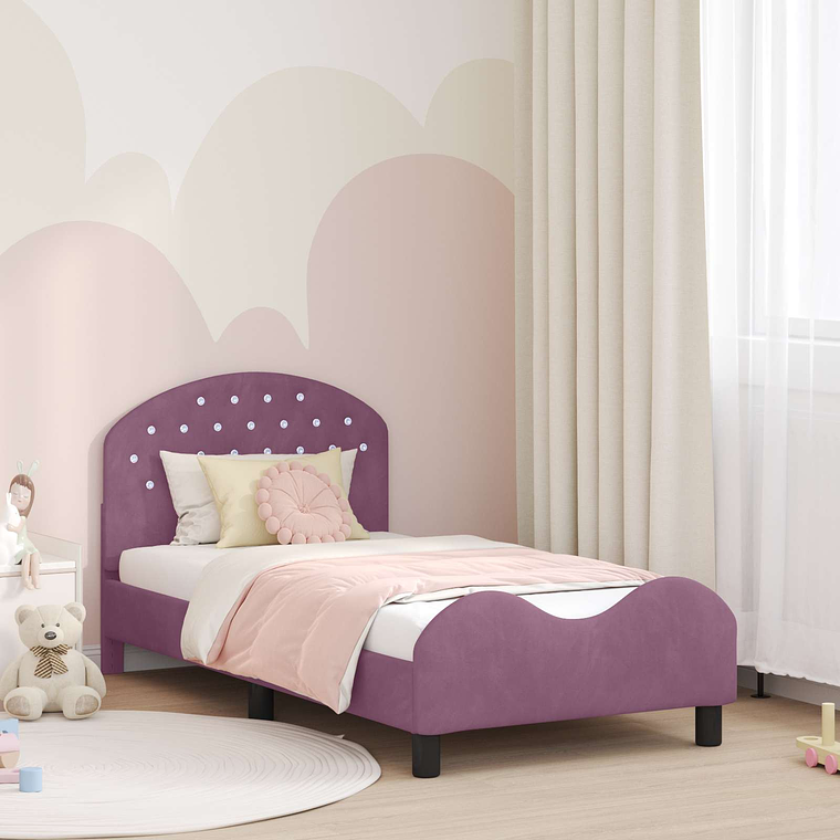 vidaXL Estrutura de Cama Infantil com Cabeceira Roxo 80 x 160 cm 1