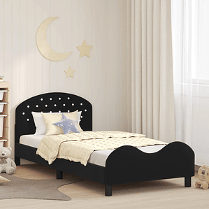 vidaXL Estrutura de Cama Infantil com Cabeceira Preto 80 x 200 cm