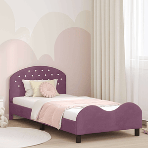 vidaXL Estrutura de Cama Infantil com Cabeceira Roxo 90 x 200 cm