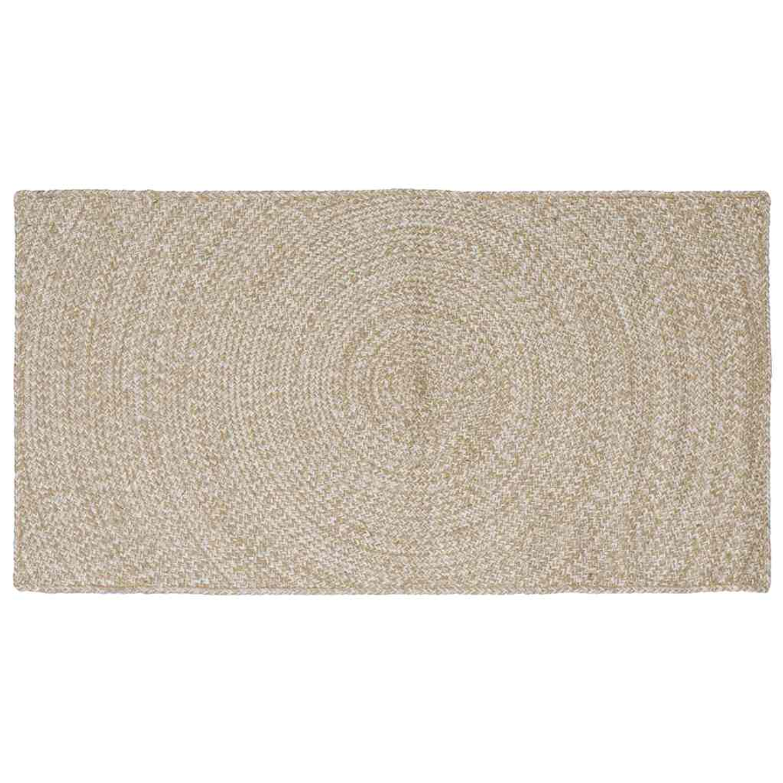 vidaXL Tapetes de área Retangular Natural e Branco 60 x 110 cm Juta 1