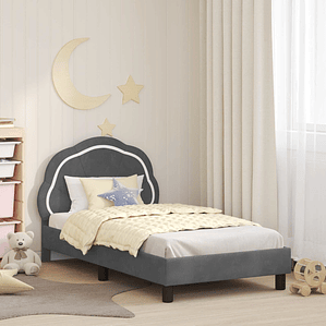 vidaXL Estrutura de Cama Infantil com Cabeceira Cinza Escuro