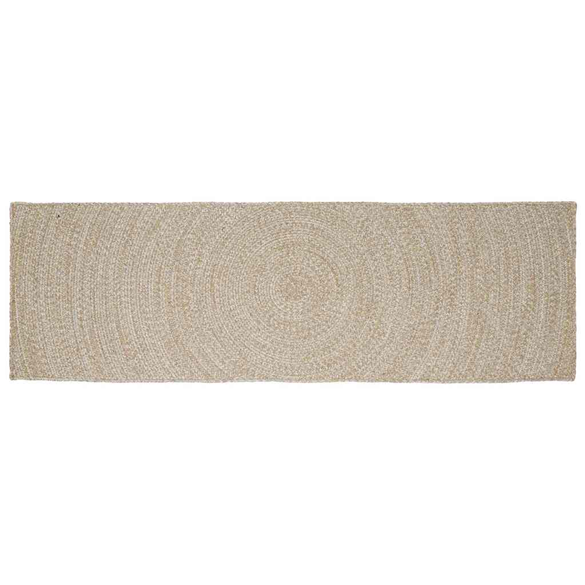 vidaXL Tapetes de área Retangular Natural e Branco 80 x 250 cm Juta 1