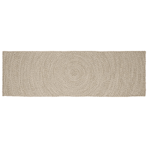 vidaXL Tapetes de área Retangular Natural e Branco 80 x 300 cm Juta