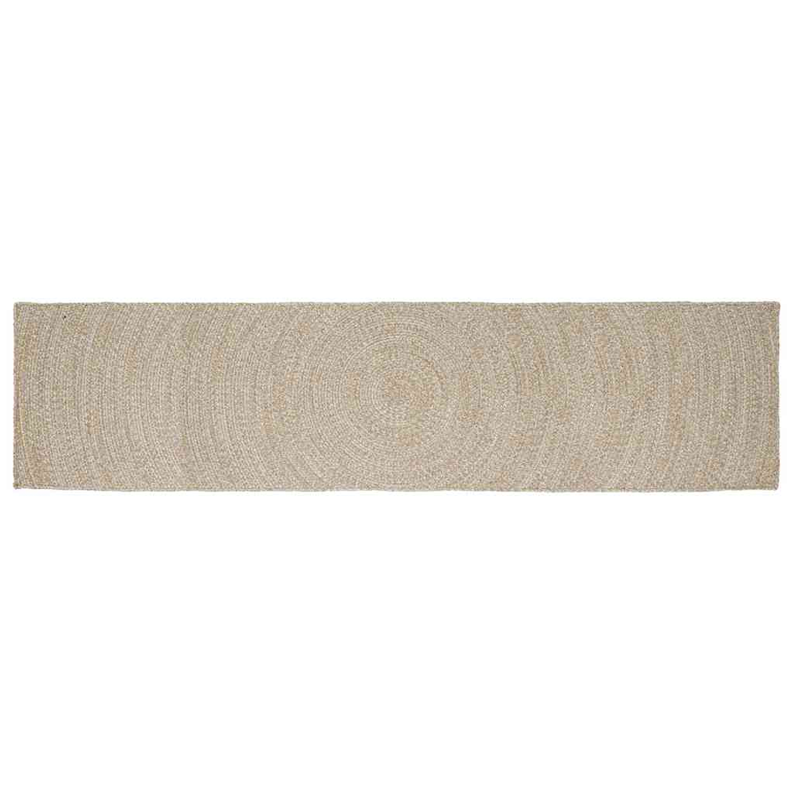 vidaXL Tapetes de área Retangular Natural e Branco 80 x 400 cm Juta 1