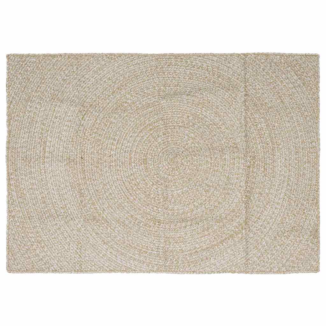 vidaXL Tapetes de área Retangular Natural e Branco 140 x 200 cm Juta 1