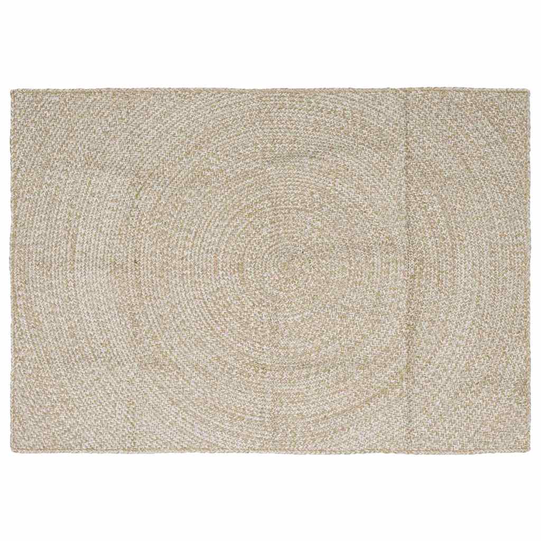 vidaXL Tapetes de área Retangular Natural e Branco 140 x 200 cm Juta 1