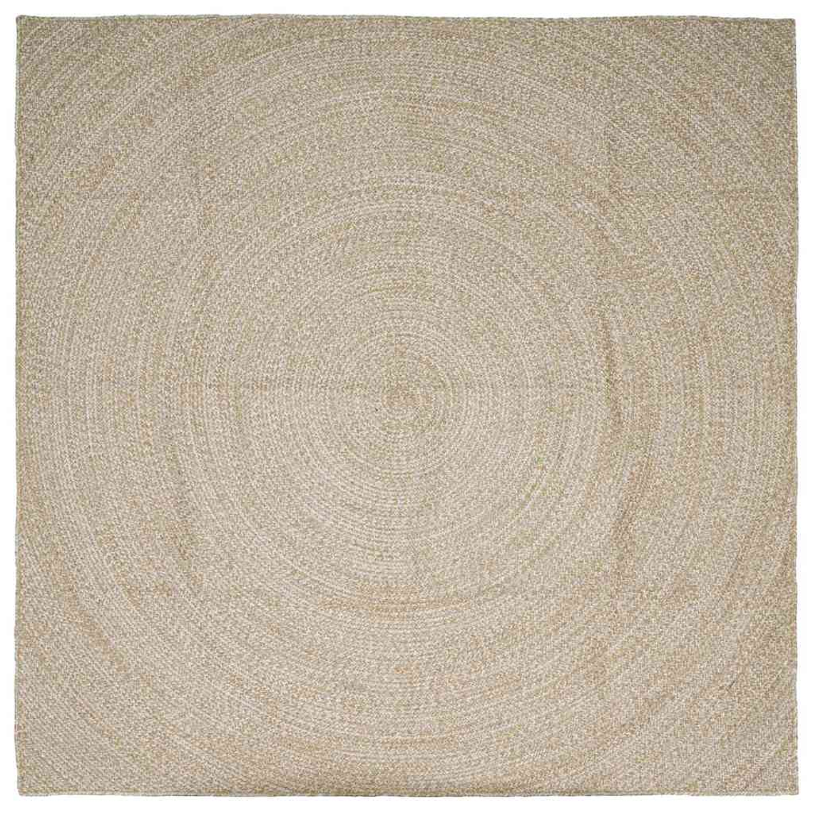 vidaXL Tapetes de área Quadrado Natural e Branco 200 x 200 cm Juta 1