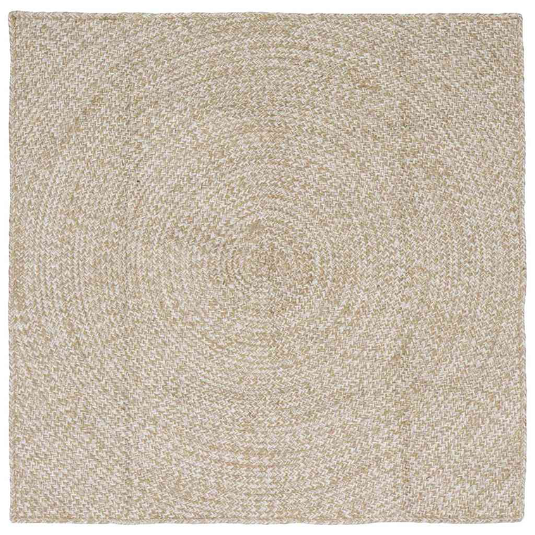 vidaXL Tapetes de área Quadrado Natural e Branco 160 x 160 cm Juta 1