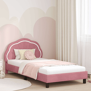 vidaXL Estrutura de Cama Infantil com Cabeceira Rosa 80 x 200 cm