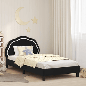 vidaXL Estrutura de Cama Infantil com Cabeceira Preto 90 x 190 cm