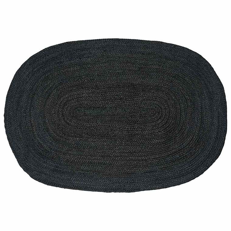 vidaXL Tapetes de área Oval Preto 100 x 152 cm Juta 1