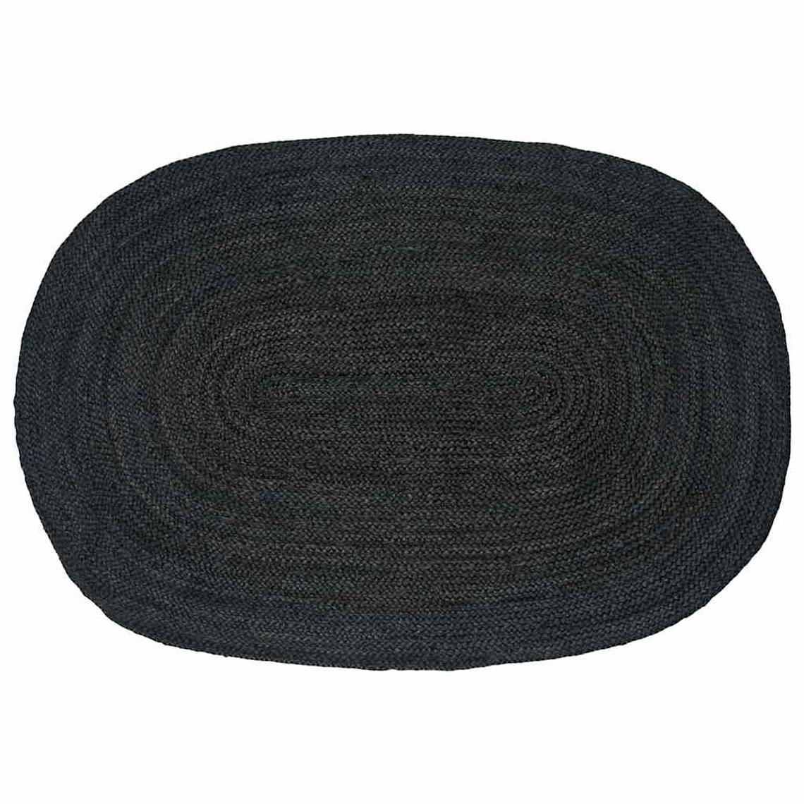 vidaXL Tapetes de área Oval Preto 122 x 183 cm Juta 1