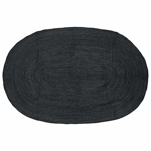 vidaXL Tapetes de área Oval Preto 152 x 245 cm Juta