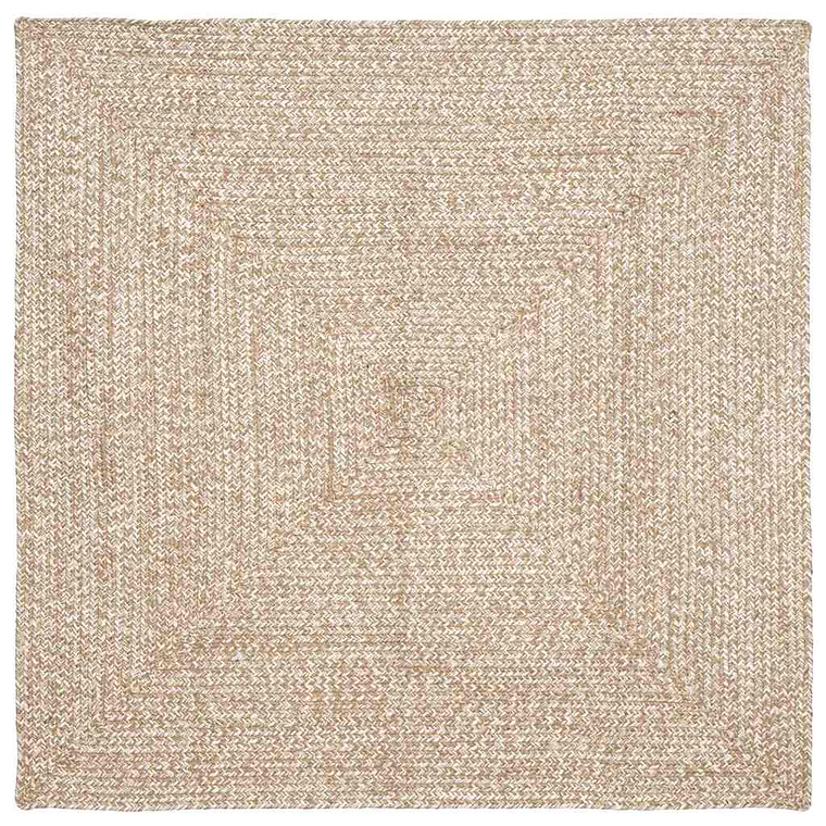 vidaXL Tapetes de área Quadrado Natural e Branco 160 x 160 cm Juta 1
