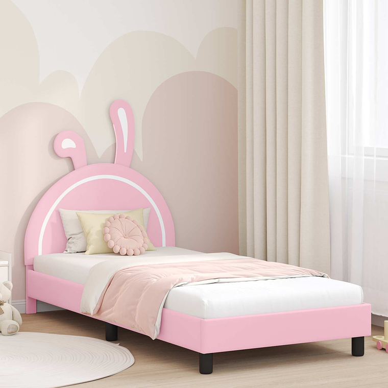 vidaXL Estrutura de Cama Infantil com Cabeceira Rosa 80 x 200 cm PU 1