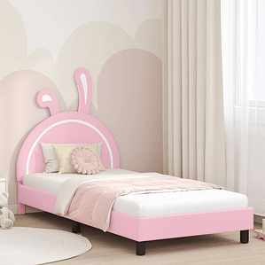 vidaXL Estrutura de Cama Infantil com Cabeceira Rosa 90 x 190 cm PU
