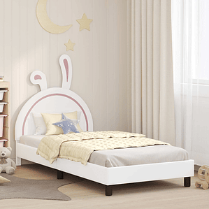 vidaXL Estrutura de Cama Infantil com Cabeceira Branco 90 x 200 cm PU