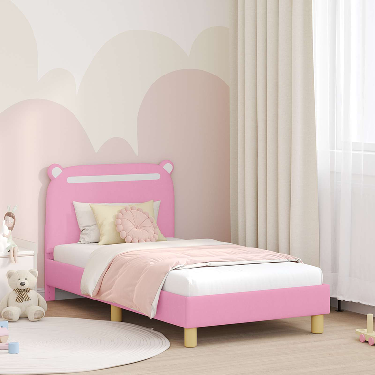 vidaXL Estrutura de Cama Infantil com Cabeceira Rosa 80 x 160 cm 1