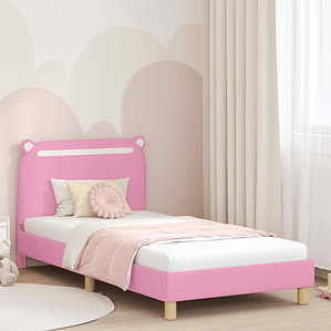 vidaXL Estrutura de Cama Infantil com Cabeceira Rosa 80 x 200 cm